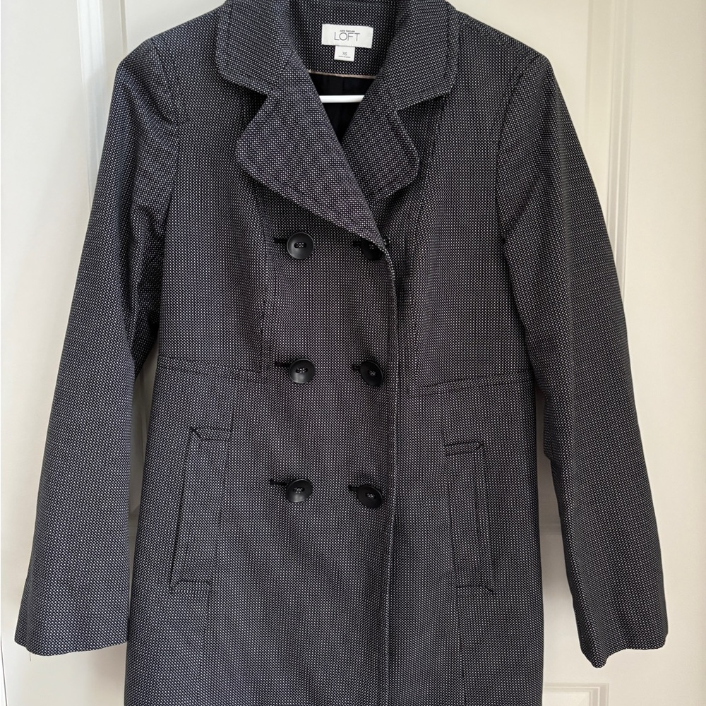 LOFT Black Pea Coat with Notched Lapel and Tailored Fit